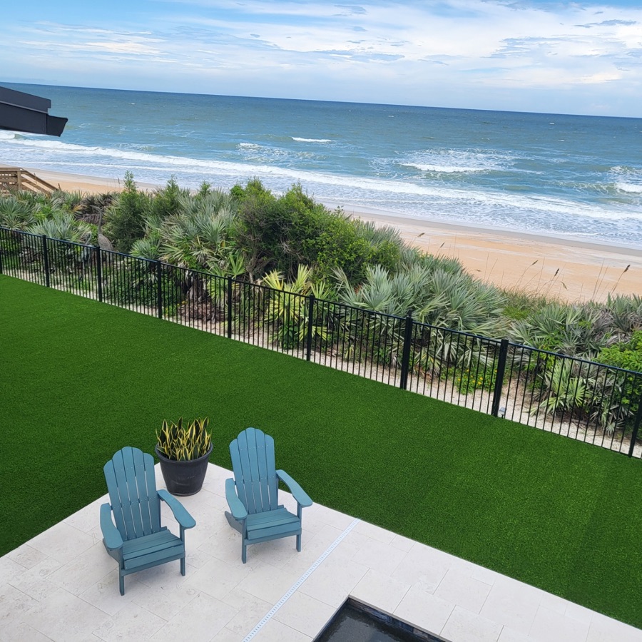 Atlantic shoreline and private lawn at Salty Dog Lodge